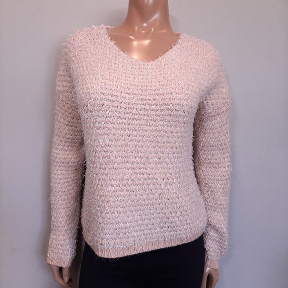 SILVIAN HEACH Denim Fuzzy Peach Knit Vneck Sweater - Picture 5 of 10